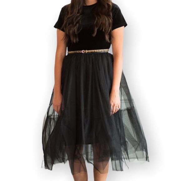 Junie Blake Dresses & Skirts - Junie Blake Tardis Black Velvet Dress With Black Tulle Skirt Goth Fairycore M